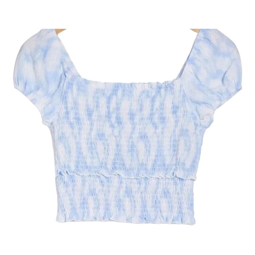 Lush Printed Smocked Crop Top Inblueswirl
